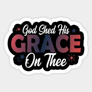 4th Of July Groovy Patriotic God Shed His Grace On Thee Sticker